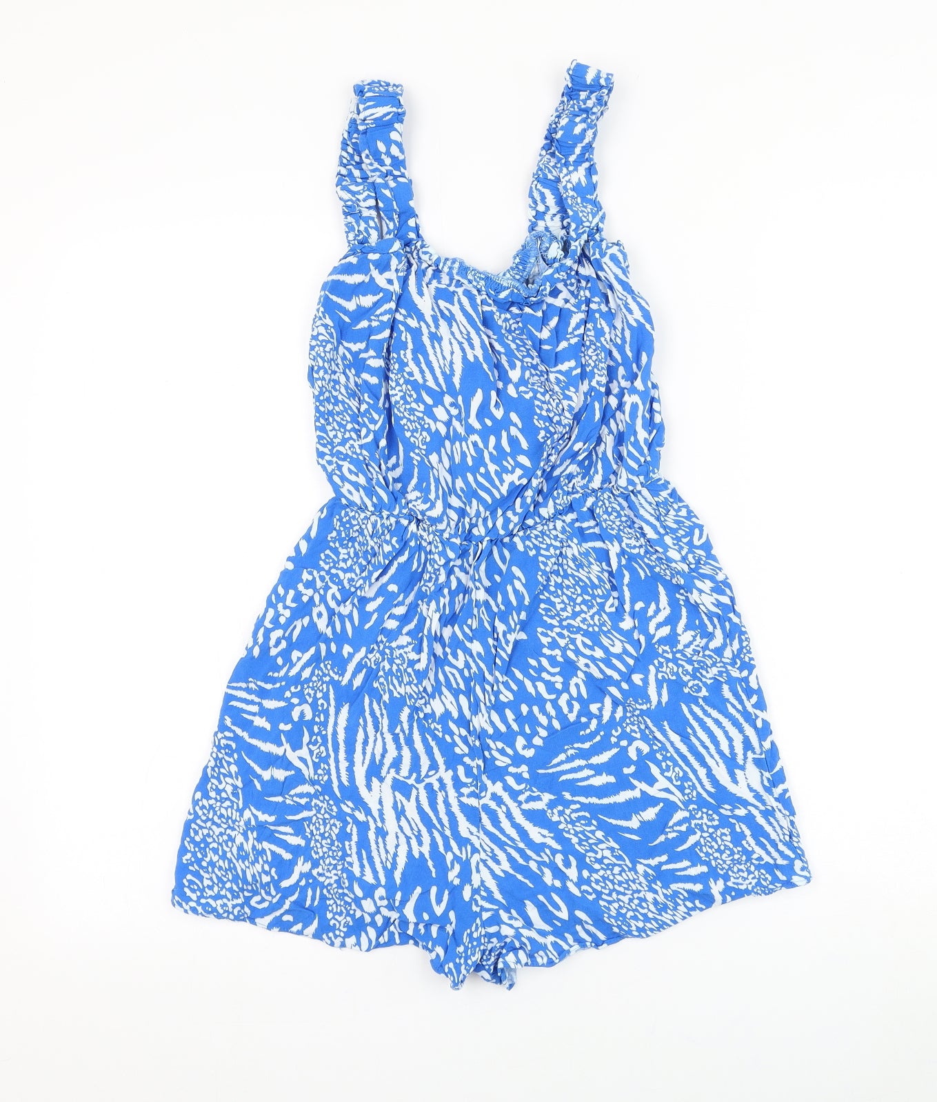 George Womens Blue Animal Print Viscose Playsuit One-Piece Size 8 Pullover