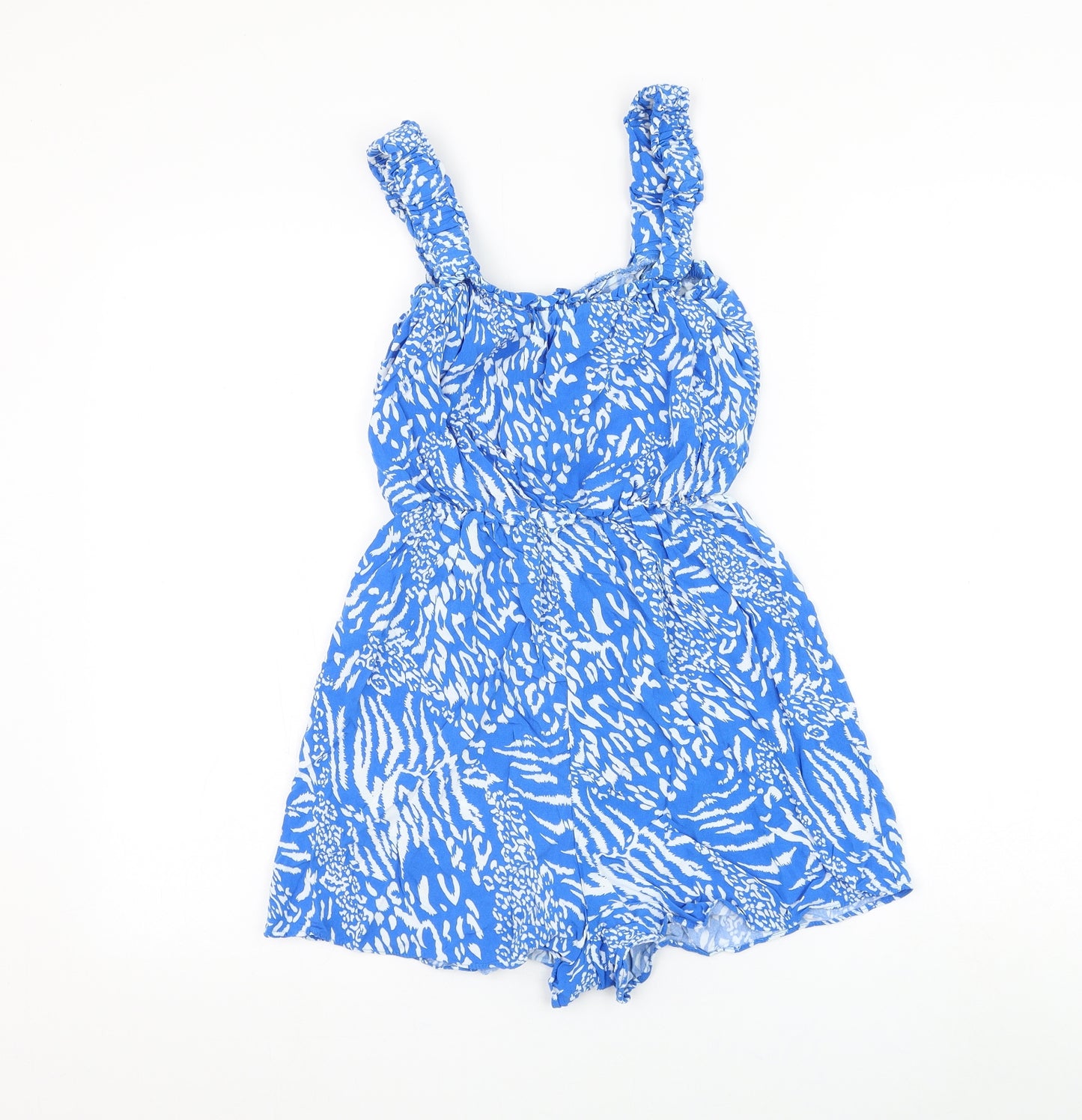 George Womens Blue Animal Print Viscose Playsuit One-Piece Size 8 Pullover