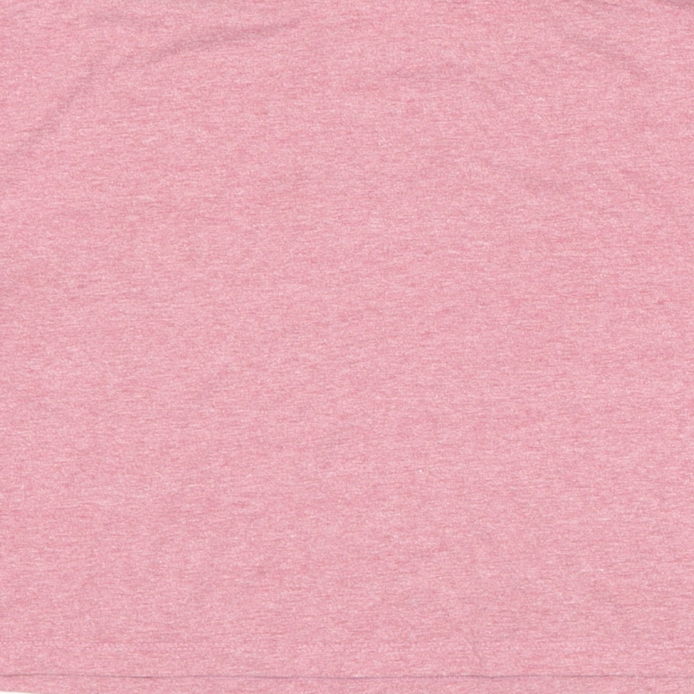 New Look Womens Pink Cotton Cropped T-Shirt Size S Round Neck - Busy Doing Nothing