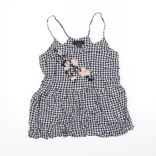 Atmosphere Womens Black Check Viscose Basic Blouse Size 8 Round Neck - Flower