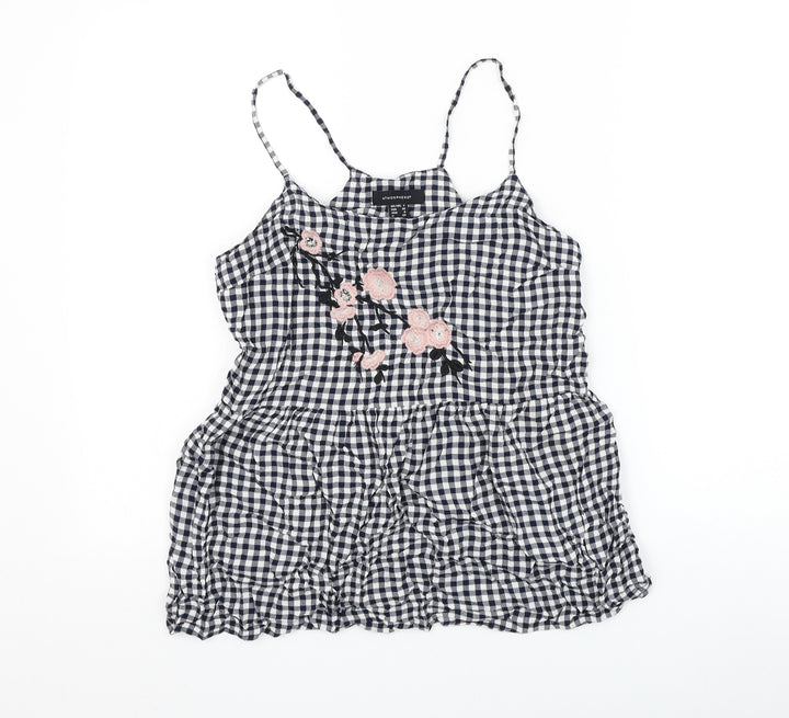 Atmosphere Womens Black Check Viscose Basic Blouse Size 8 Round Neck - Flower
