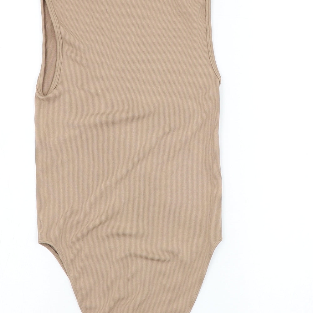 Primark Womens Brown Nylon Bodysuit One-Piece Size 10 Snap