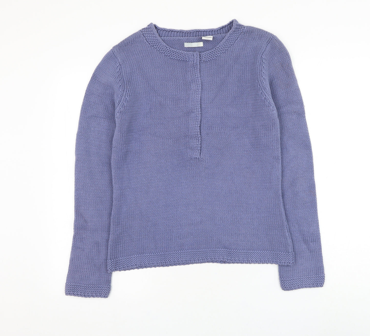 Preworn Womens Blue Round Neck Cotton Pullover Jumper Size 14