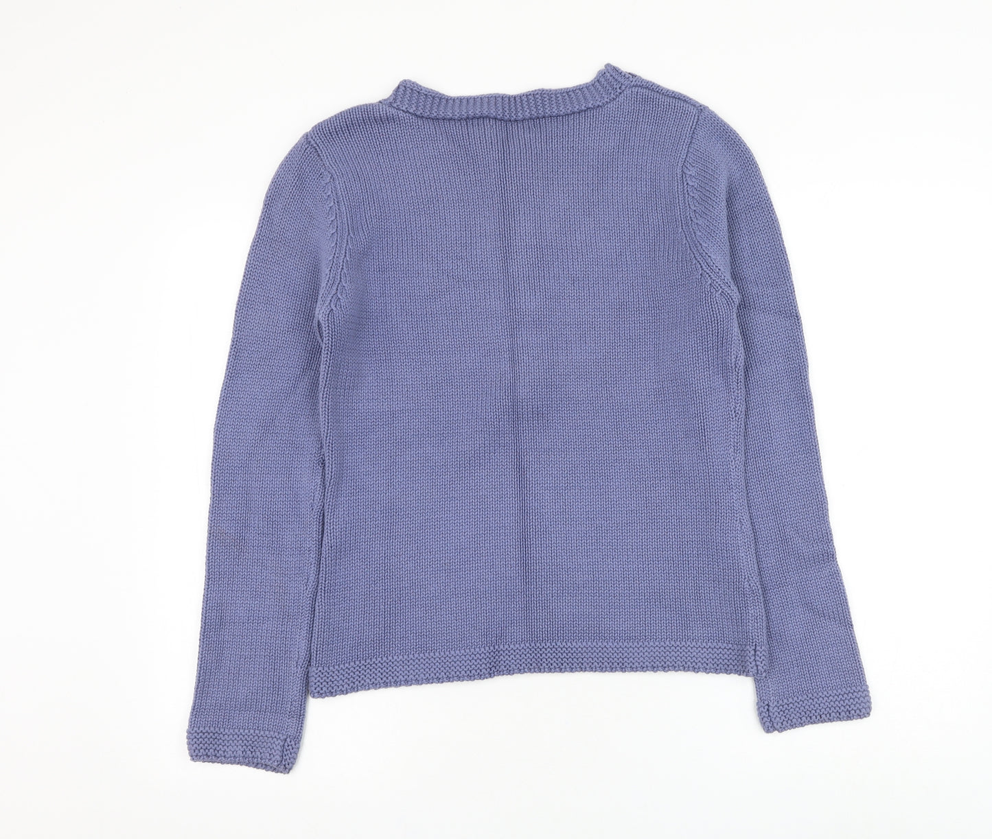 Preworn Womens Blue Round Neck Cotton Pullover Jumper Size 14