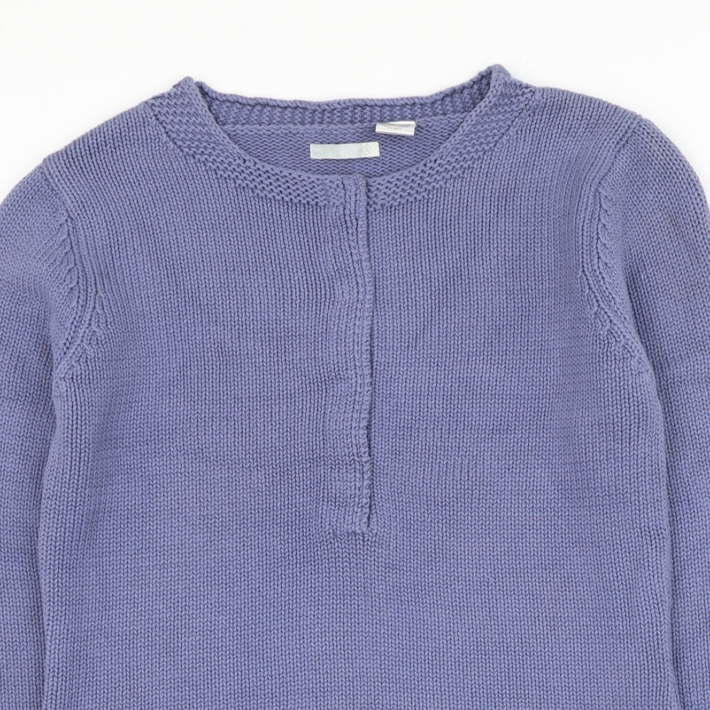 Preworn Womens Blue Round Neck Cotton Pullover Jumper Size 14