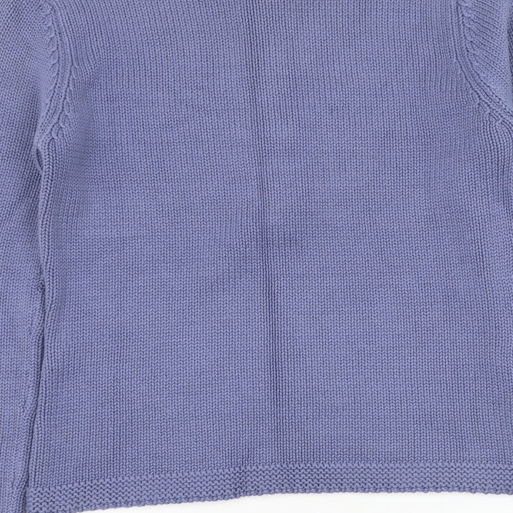 Preworn Womens Blue Round Neck Cotton Pullover Jumper Size 14