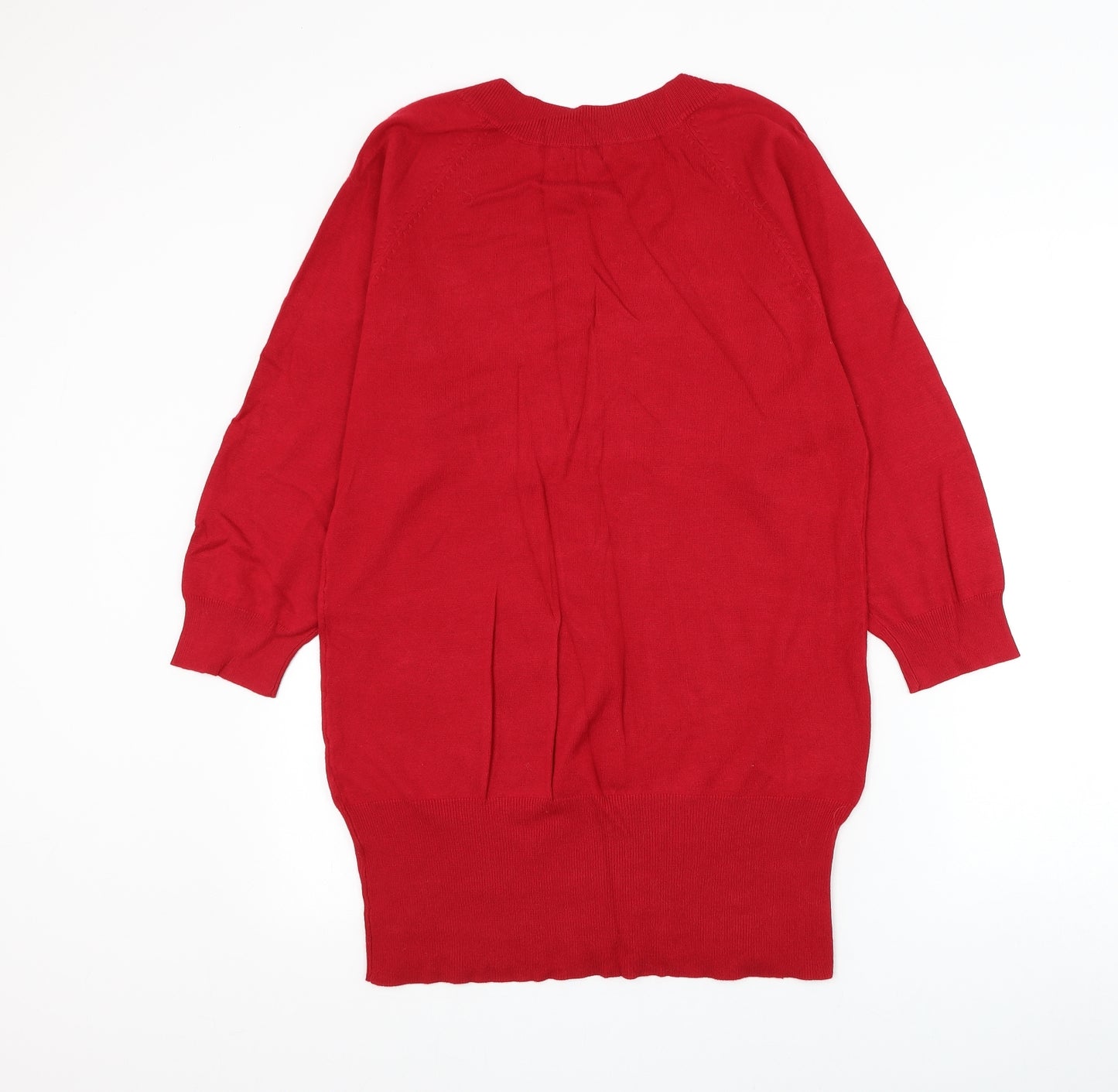 F&F Womens Red V-Neck Viscose Pullover Jumper Size 14