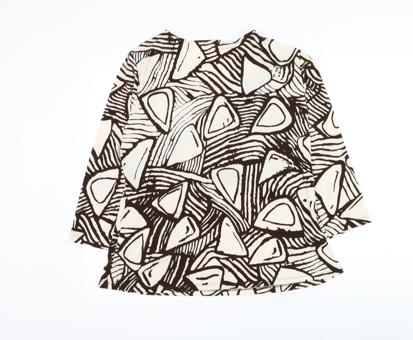 Reflections Womens Ivory Geometric Polyester Basic Blouse Size 2XL V-Neck