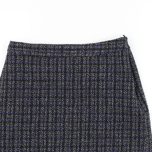 Papaya Womens Black Check Polyester A-Line Skirt Size 8 Zip