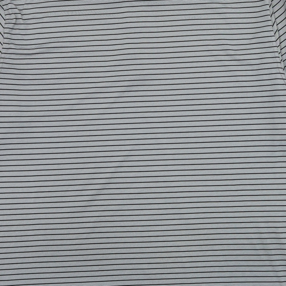 Ashworth Mens Grey Striped Polyester Polo Size 2XL Collared Button