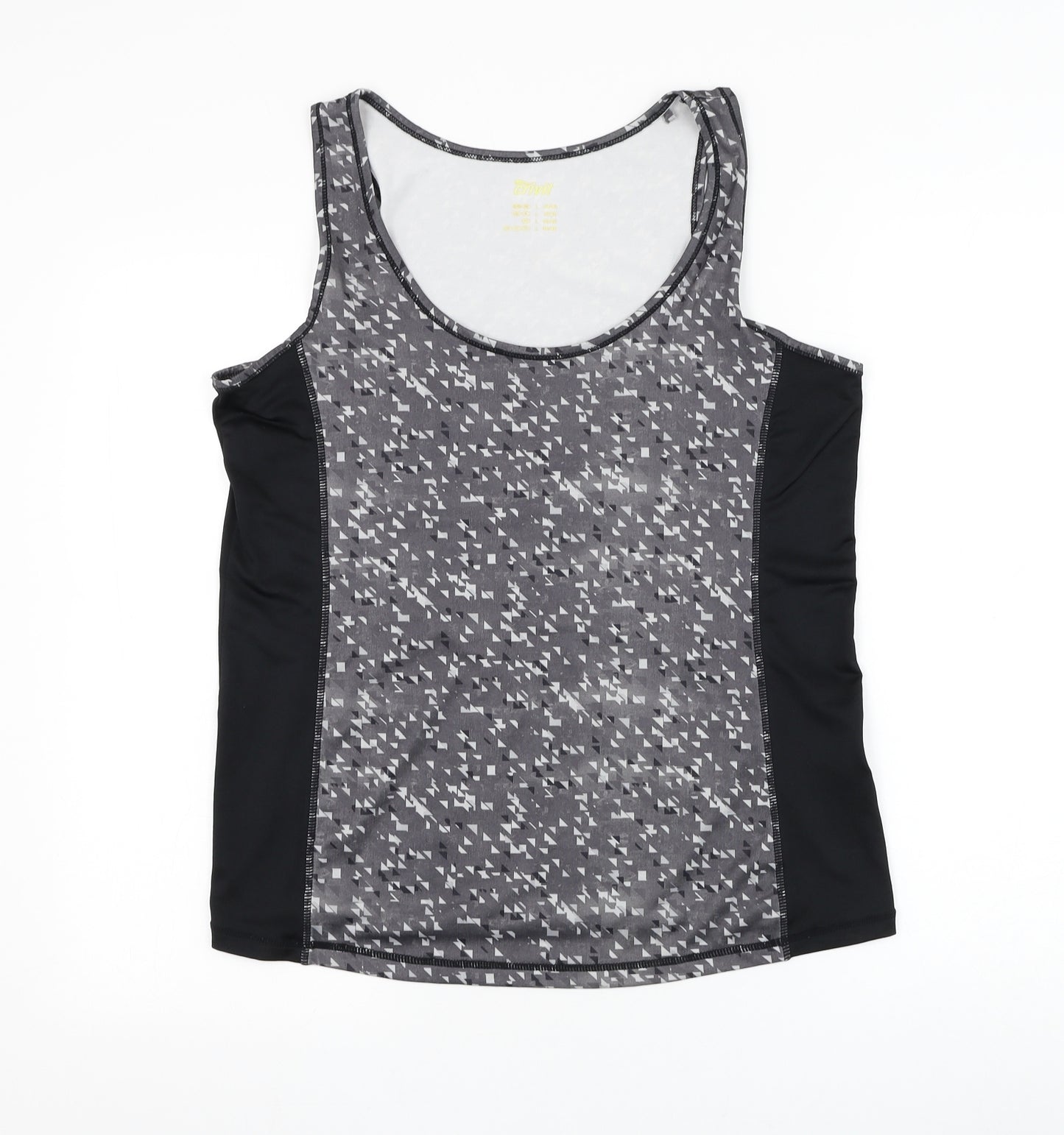 Crivit Womens Grey Geometric Polyester Basic Tank Size 18 Scoop Neck Pullover