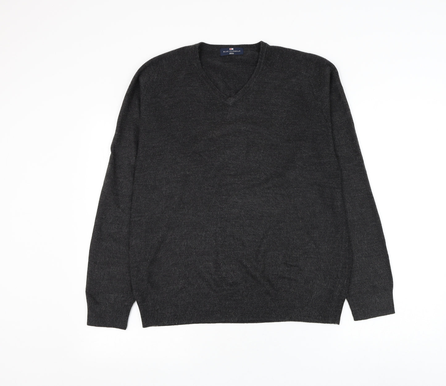 Marks and Spencer Mens Grey V-Neck Acrylic Pullover Jumper Size M