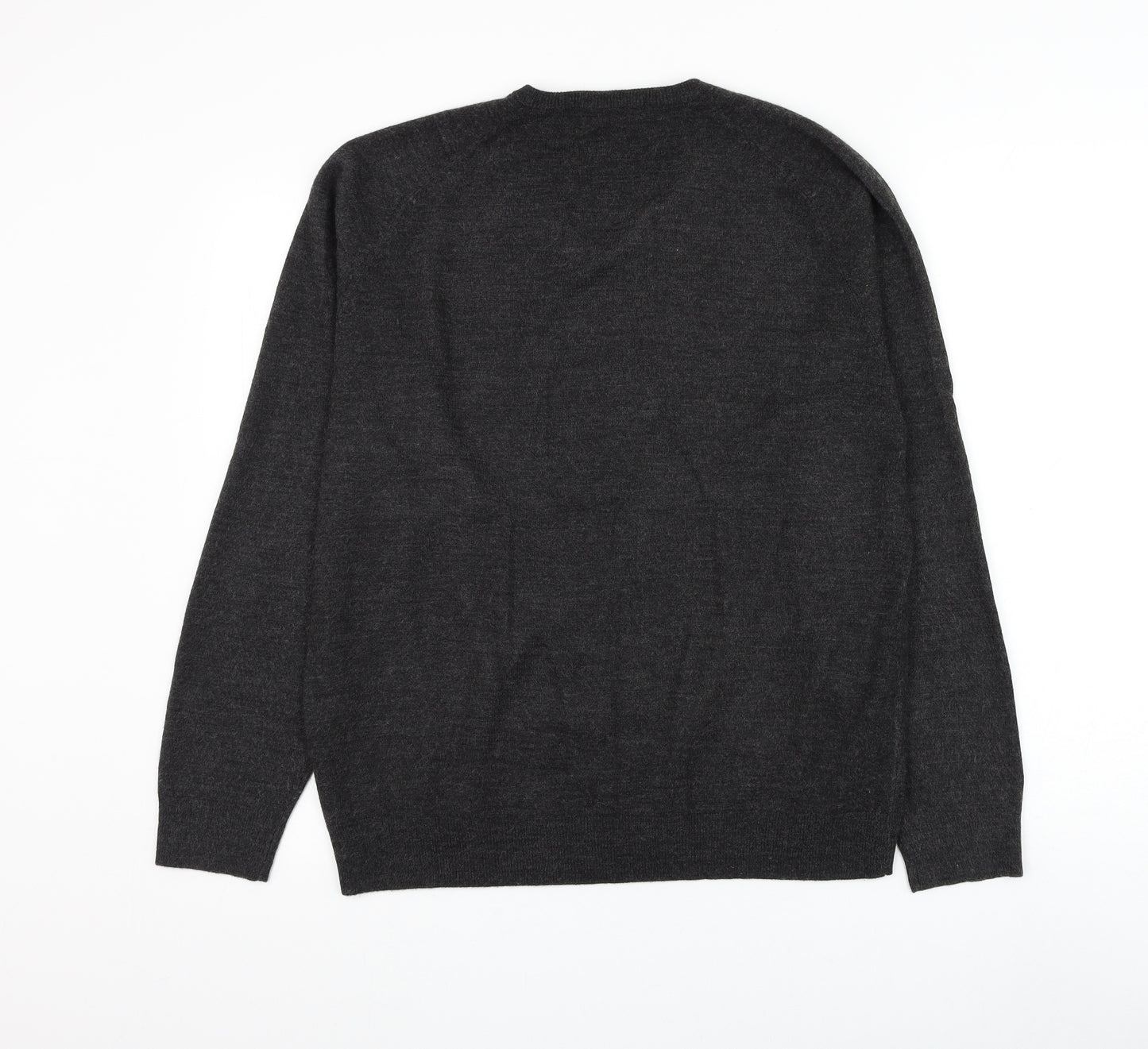 Marks and Spencer Mens Grey V-Neck Acrylic Pullover Jumper Size M