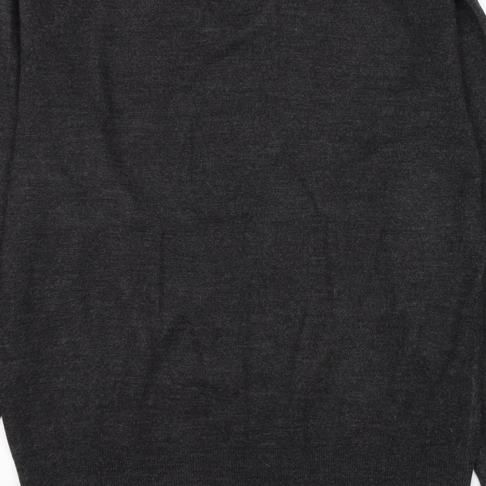 Marks and Spencer Mens Grey V-Neck Acrylic Pullover Jumper Size M