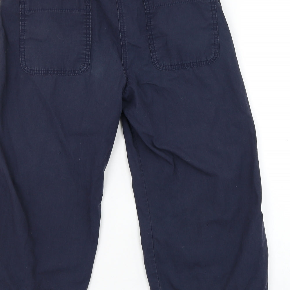 Marks and Spencer Womens Blue Cotton Cropped Trousers Size 10 L20 in Regular Zip