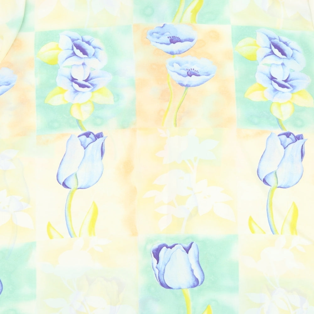 Michael Gold Womens Multicoloured Floral Polyester Basic Button-Up Size 2XL Collared