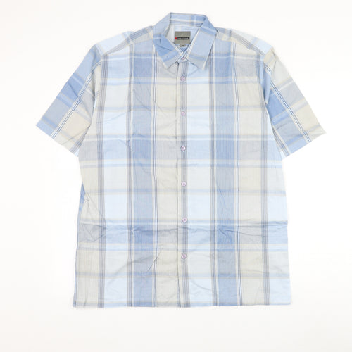 Ciro Citterio Mens Blue Check Cotton Button-Up Size M Collared Button