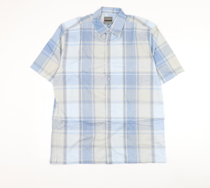 Ciro Citterio Mens Blue Check Cotton Button-Up Size M Collared Button