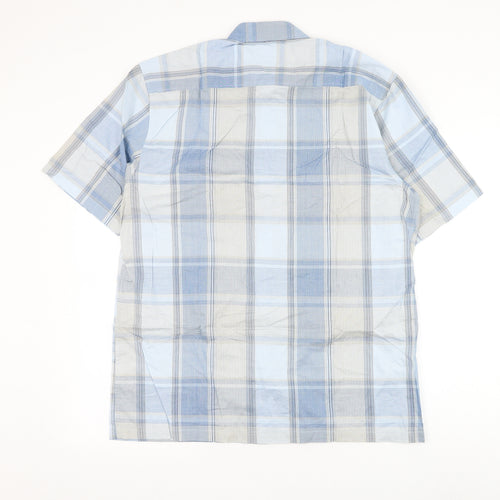 Ciro Citterio Mens Blue Check Cotton Button-Up Size M Collared Button