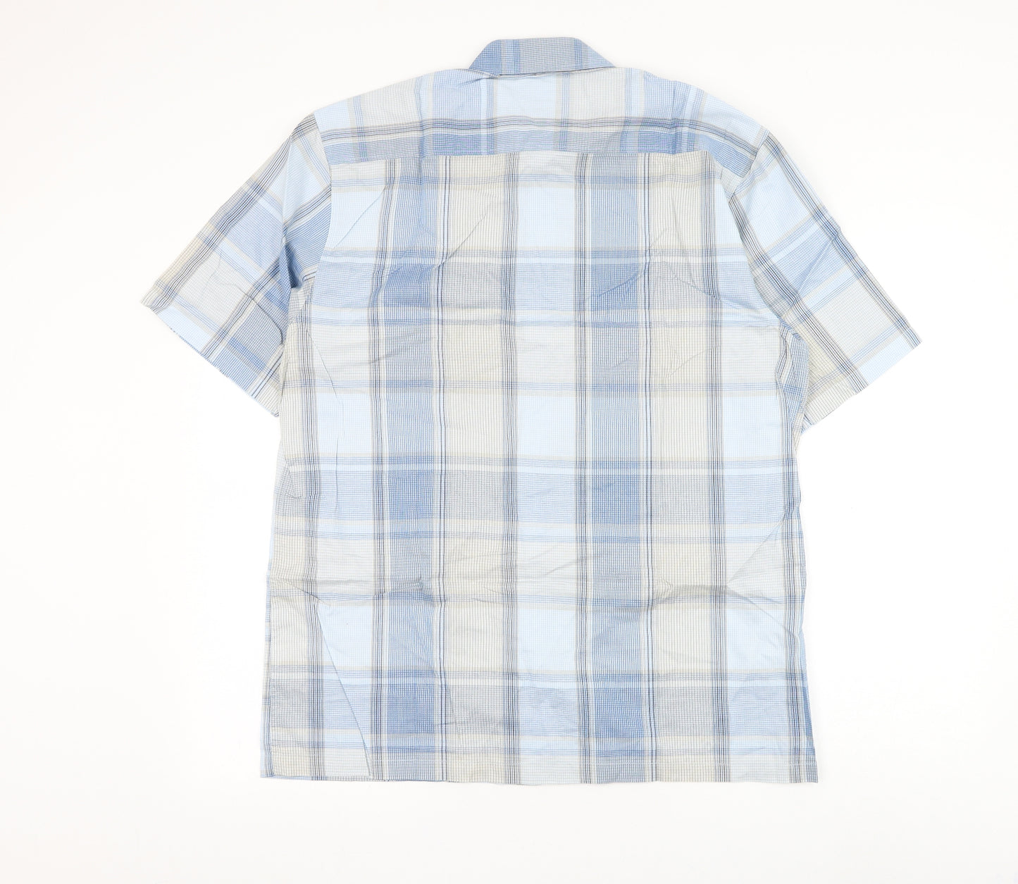 Ciro Citterio Mens Blue Check Cotton Button-Up Size M Collared Button