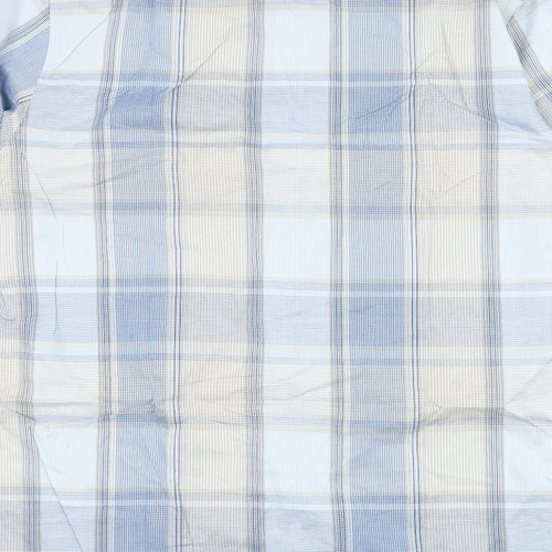 Ciro Citterio Mens Blue Check Cotton Button-Up Size M Collared Button