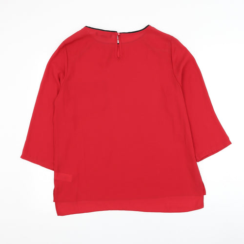 Primark Womens Red Polyester Basic Blouse Size 12 Round Neck