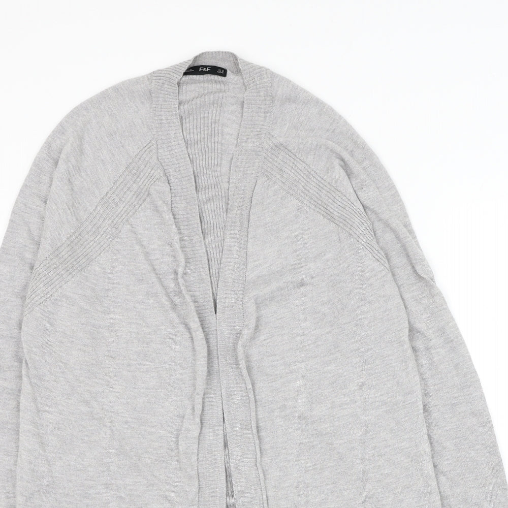 F&F Womens Grey V-Neck Nylon Cardigan Jumper Size 14