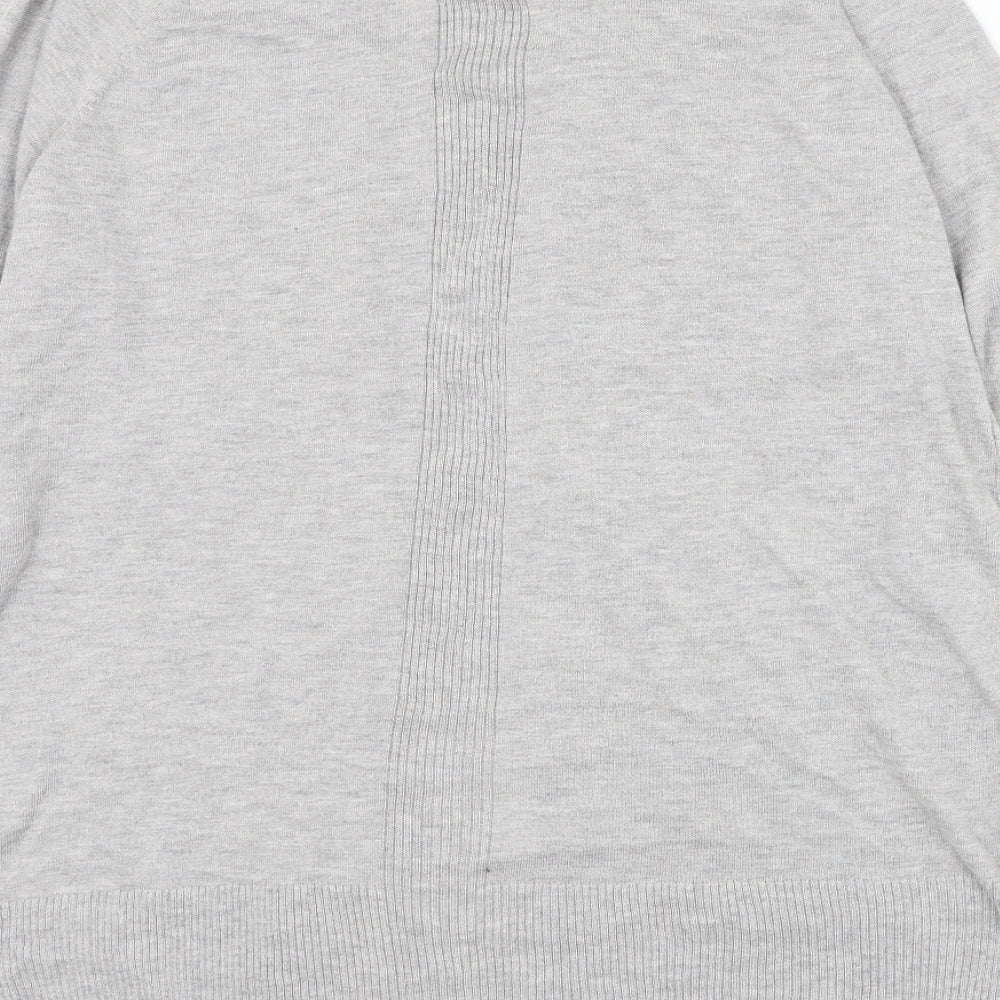 F&F Womens Grey V-Neck Nylon Cardigan Jumper Size 14
