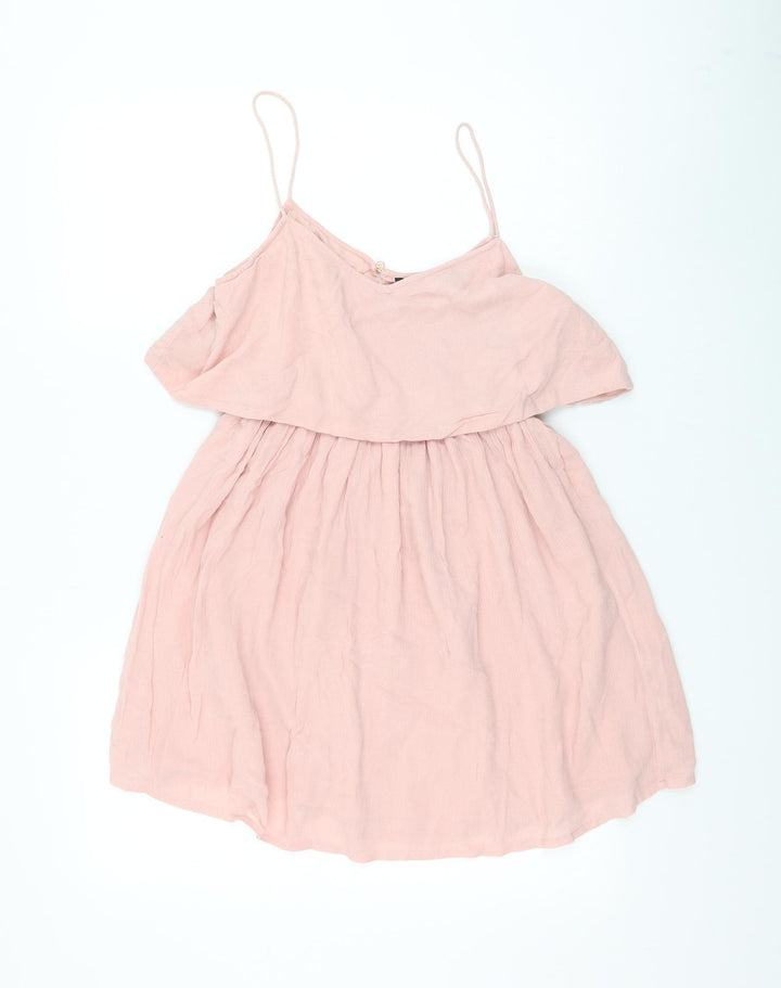 Topshop Womens Pink Viscose Basic Blouse Size 8 V-Neck