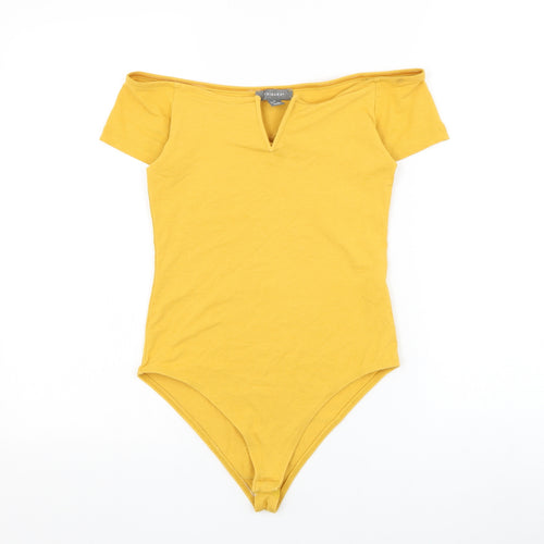 Primark Womens Yellow Cotton Bodysuit One-Piece Size 8 Snap