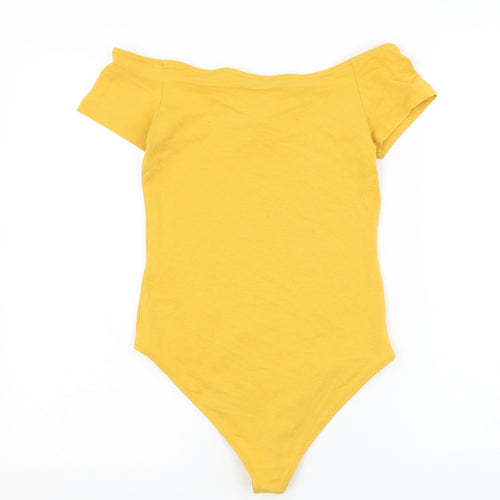 Primark Womens Yellow Cotton Bodysuit One-Piece Size 8 Snap