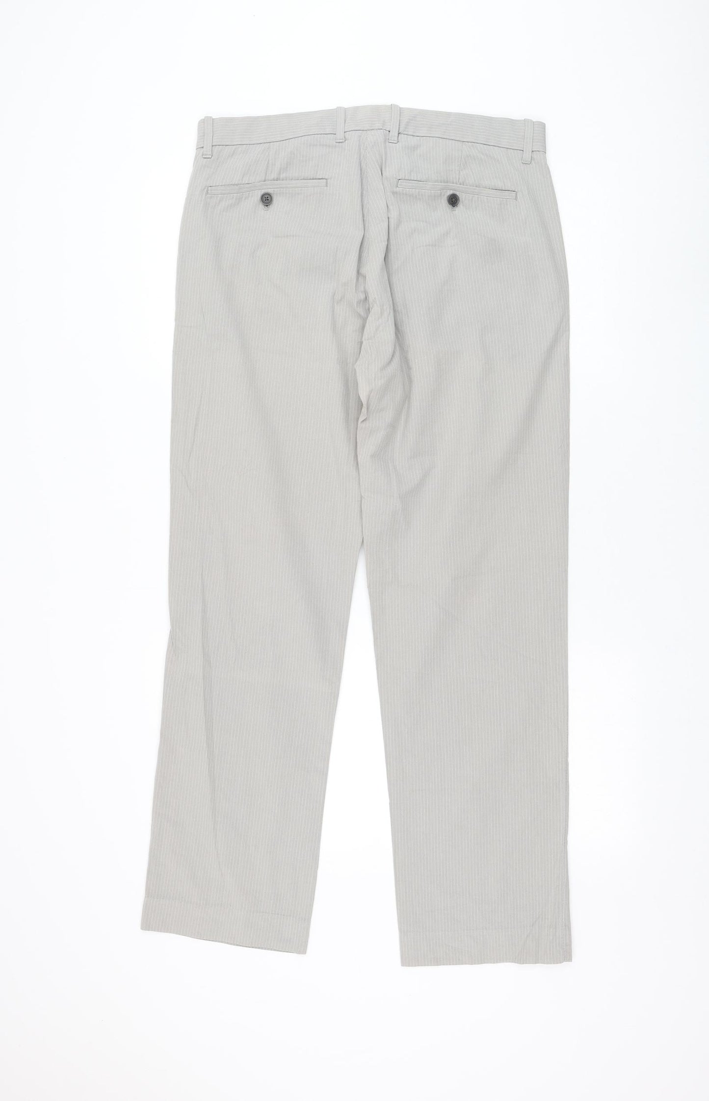 Gap Mens Grey Striped Cotton Trousers Size 32 in L32 in Regular Zip