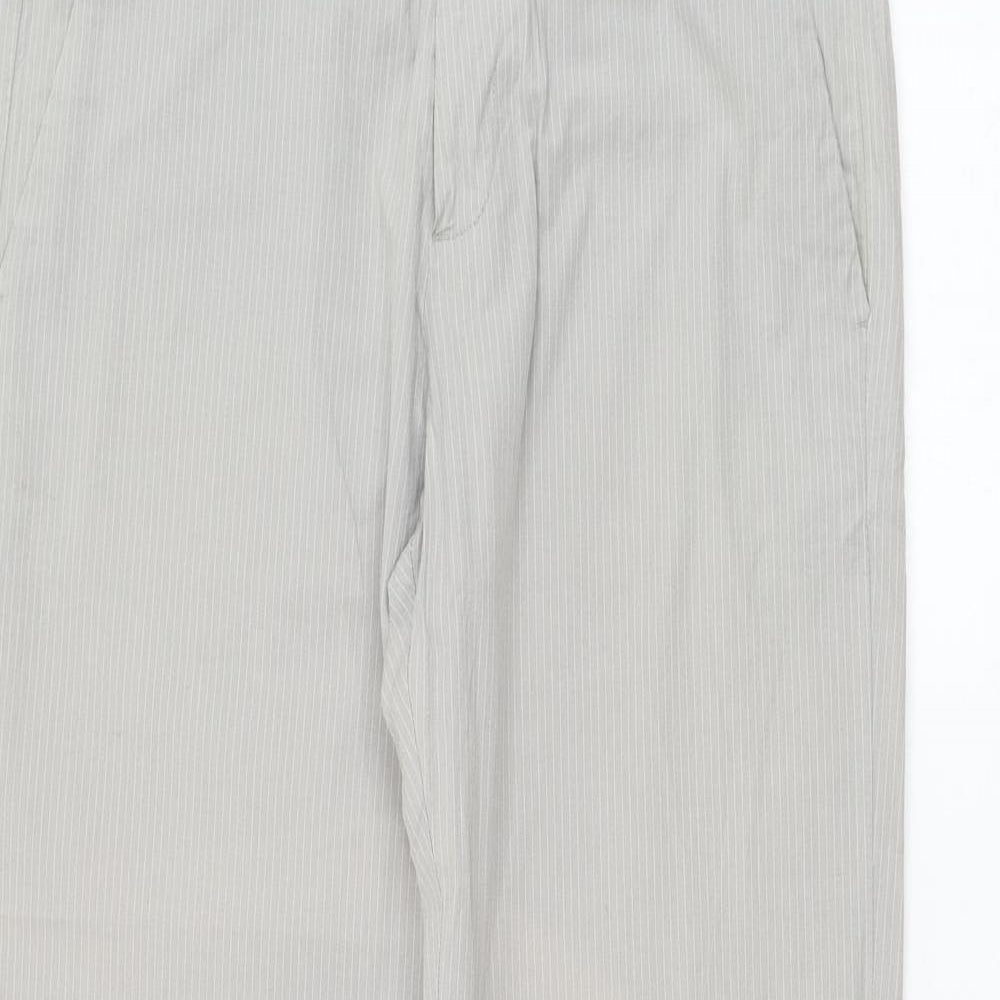 Gap Mens Grey Striped Cotton Trousers Size 32 in L32 in Regular Zip