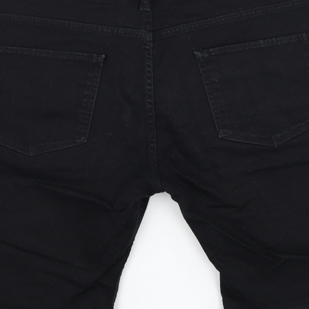 Topman Mens Black Cotton Bermuda Shorts Size 34 in L10 in Regular Zip
