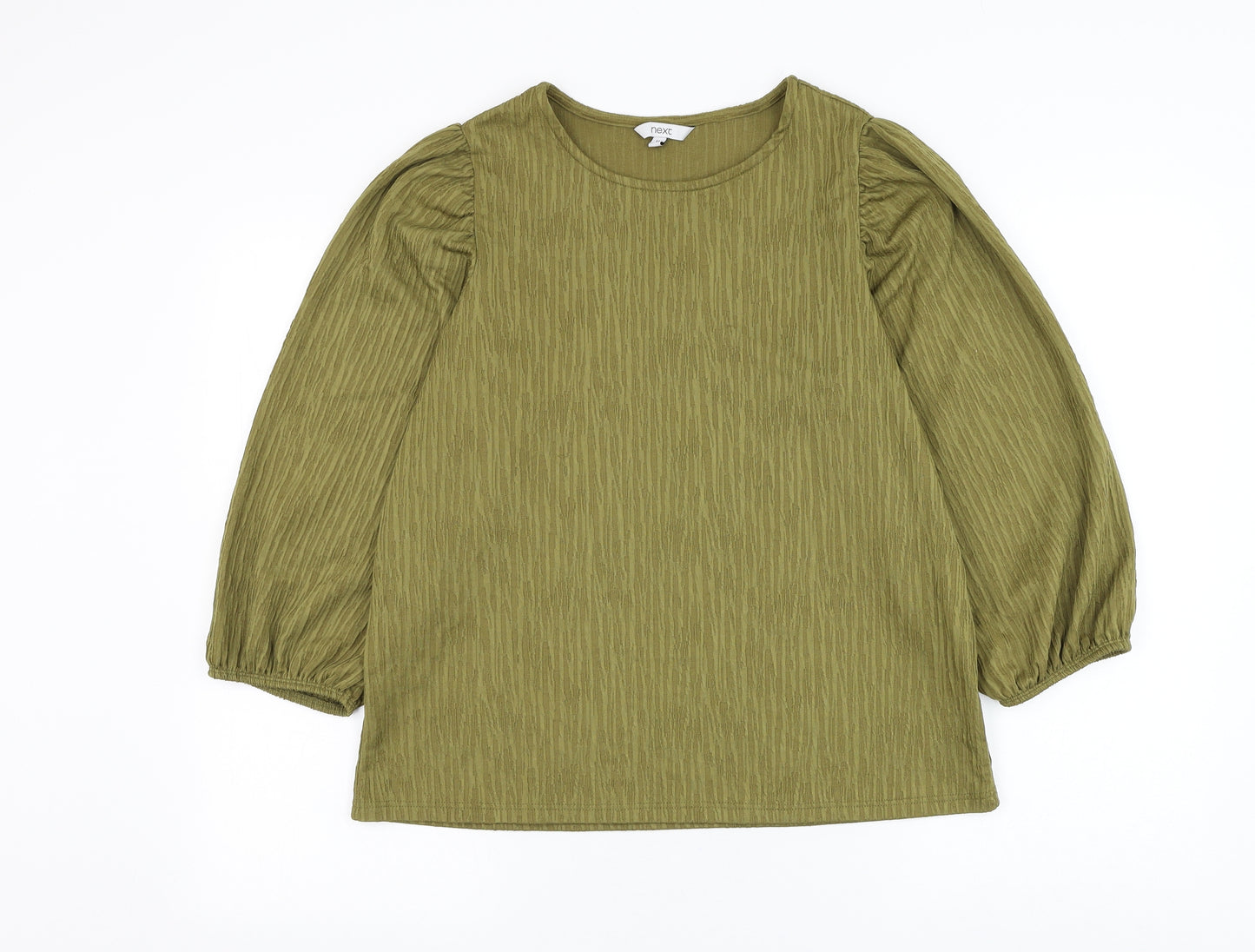 NEXT Womens Green Polyester Basic Blouse Size 14 Round Neck