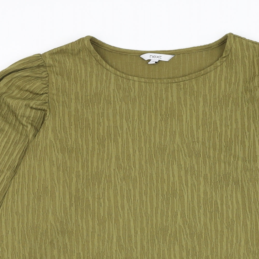 NEXT Womens Green Polyester Basic Blouse Size 14 Round Neck