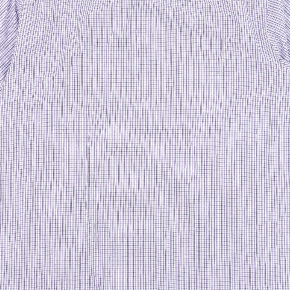 Taylor & Wright Mens Purple Check Polyester Dress Shirt Size 16.5 Collared Button