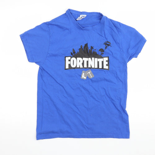 JHK Boys Blue Cotton Basic T-Shirt Size XS Round Neck Pullover - Fortnite