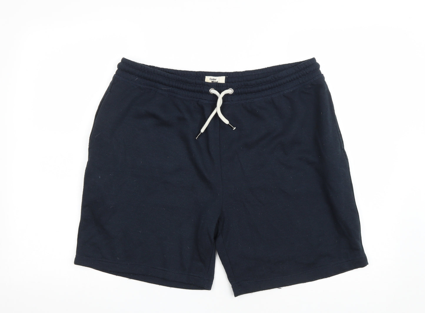 Cedar Wood State Mens Blue Polyester Sweat Shorts Size L L7 in Relaxed Drawstring