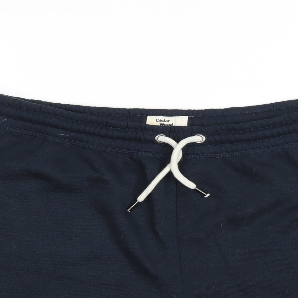 Cedar Wood State Mens Blue Polyester Sweat Shorts Size L L7 in Relaxed Drawstring