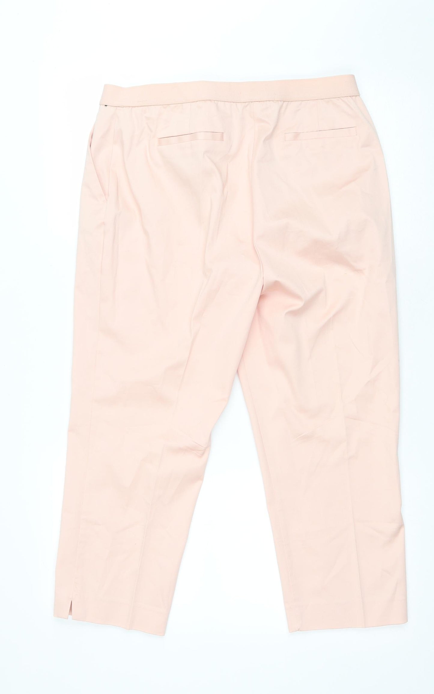 Dunnes Womens Pink Cotton Pedal Pusher Trousers Size 14 L22 in Regular Zip