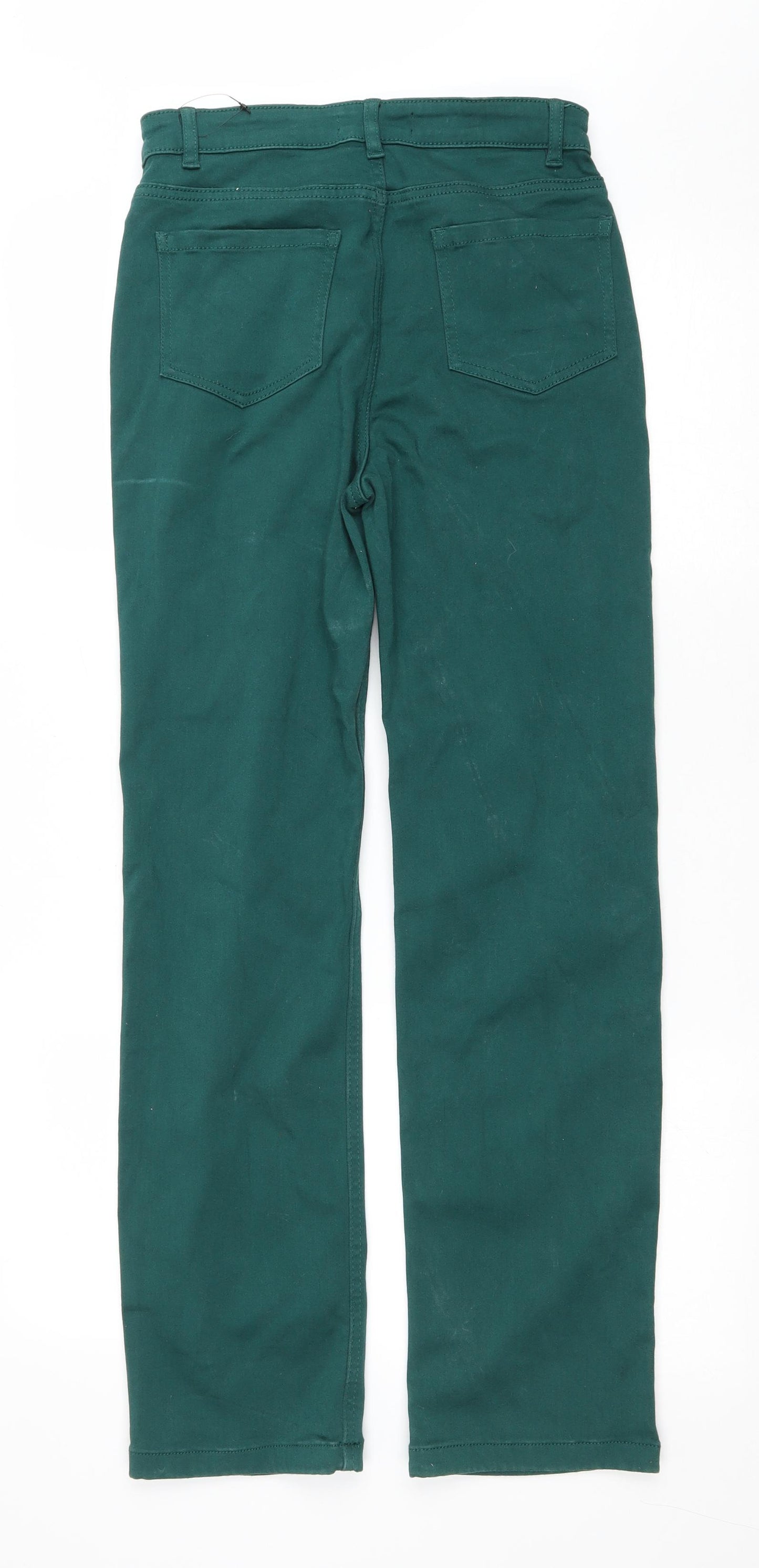 Marks and Spencer Womens Green Cotton Straight Jeans Size 8 L28.5 in Regular Zip