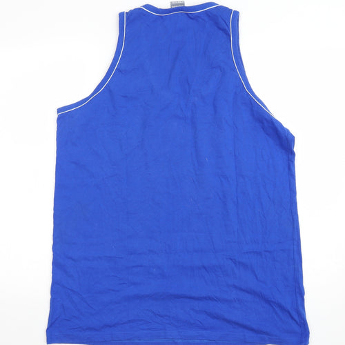 adidas Mens Blue Cotton Basic Tank Size XL Scoop Neck Pullover