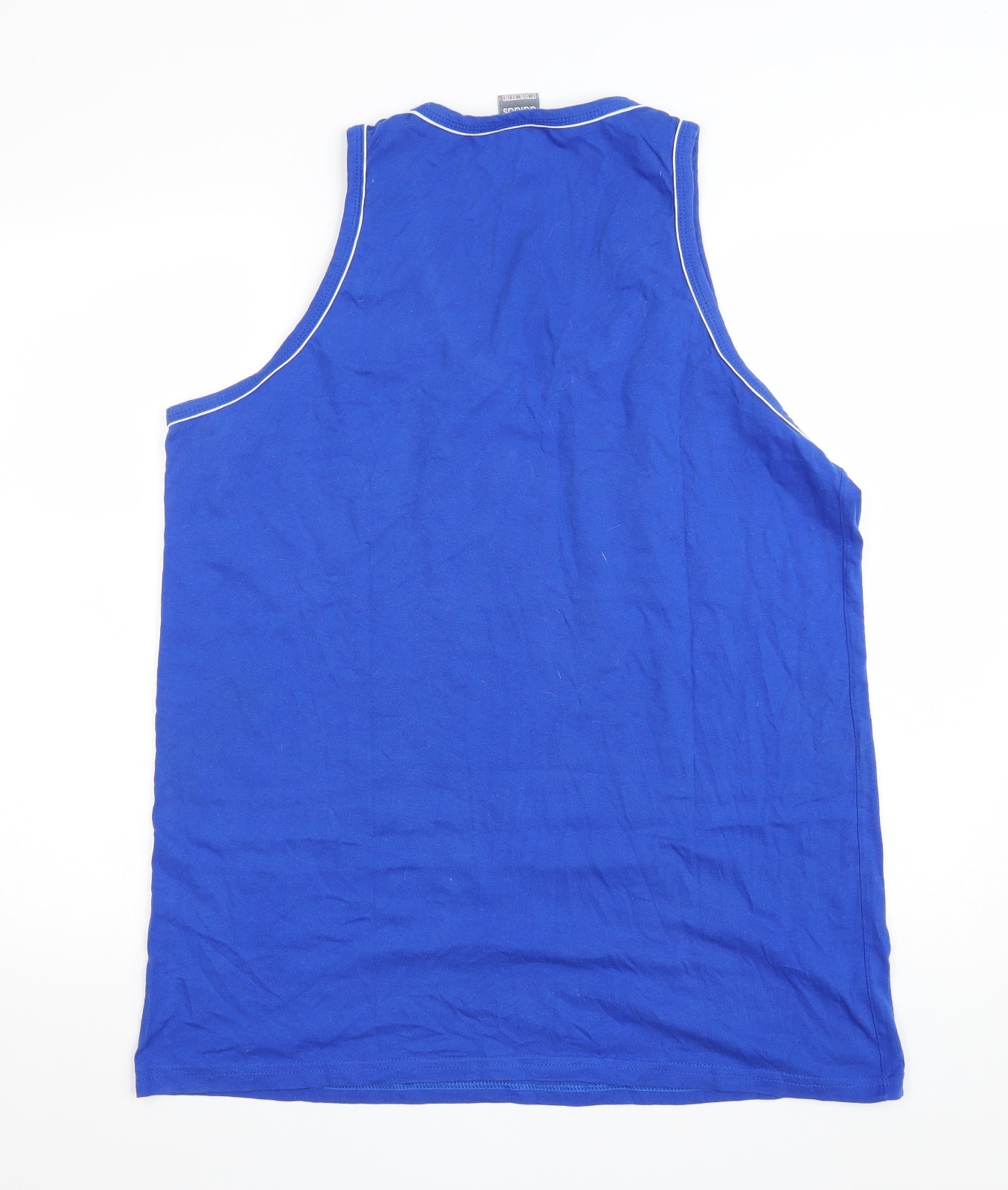 adidas Mens Blue Cotton Basic Tank Size XL Scoop Neck Pullover