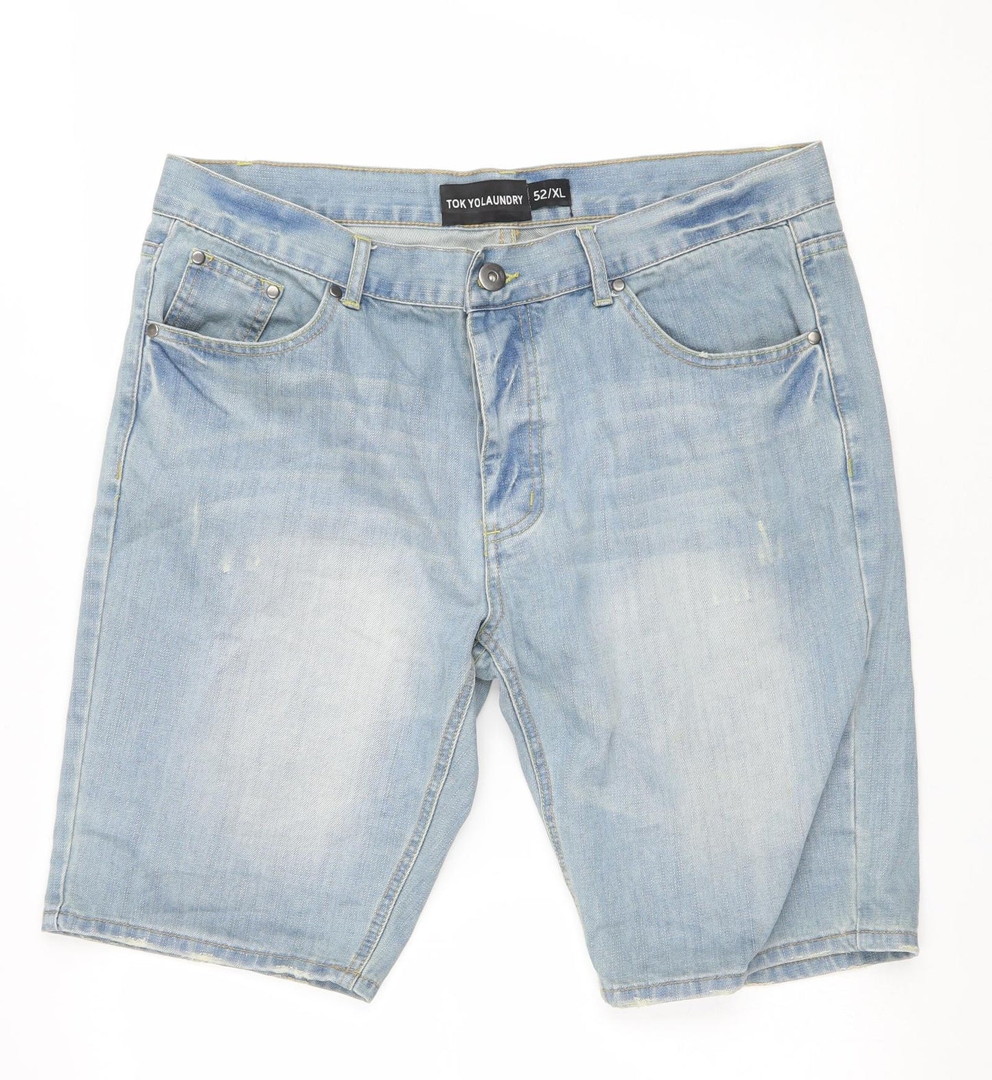 Tokyo Laundry Mens Blue Cotton Bermuda Shorts Size XL L11 in Regular Button