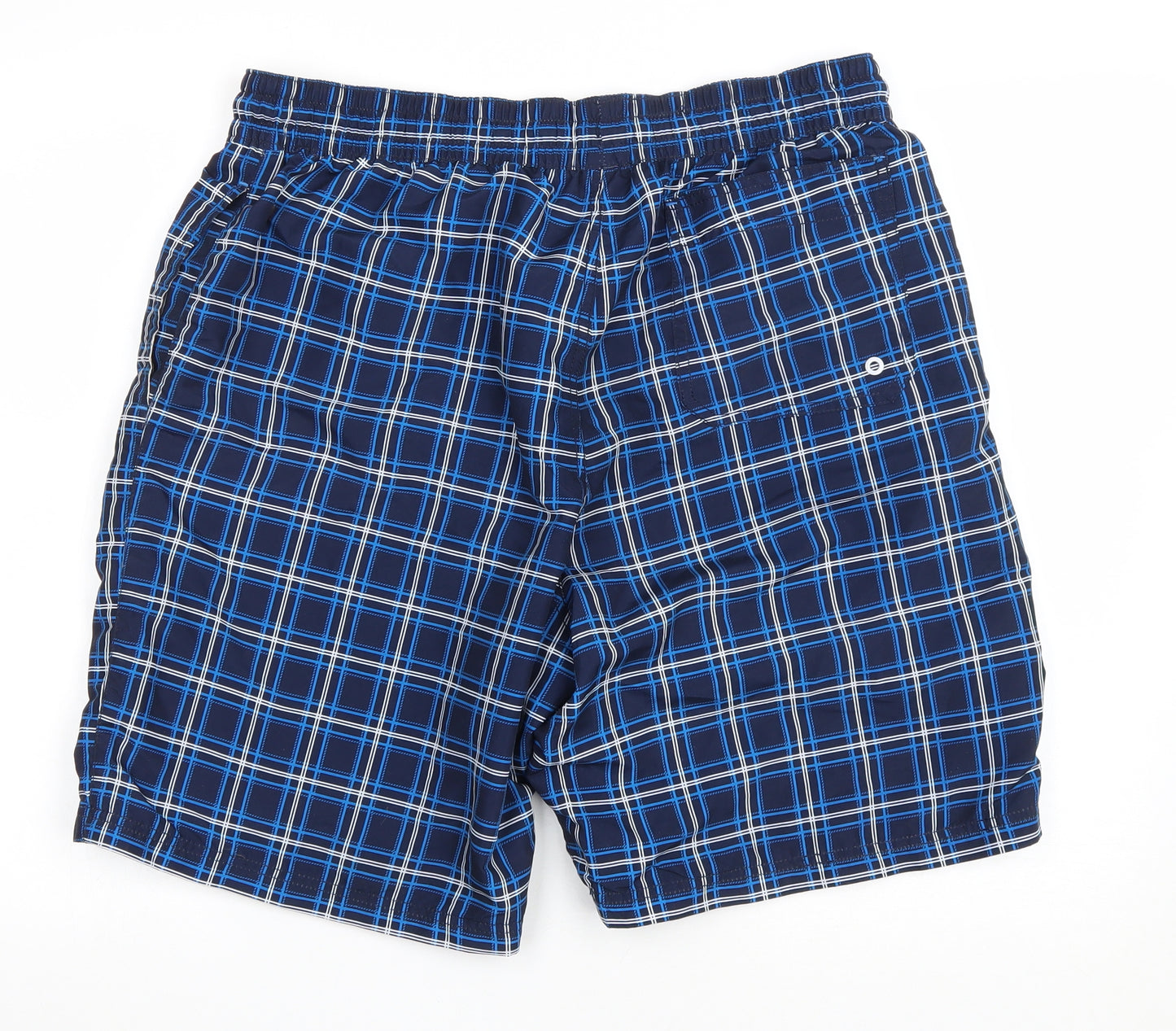 McKenzie Mens Blue Plaid Polyester Sweat Shorts Size XL L8 in Athletic Drawstring - Swim Shorts