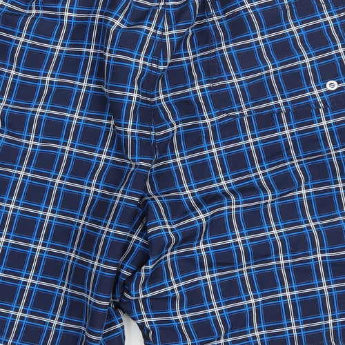 McKenzie Mens Blue Plaid Polyester Sweat Shorts Size XL L8 in Athletic Drawstring - Swim Shorts