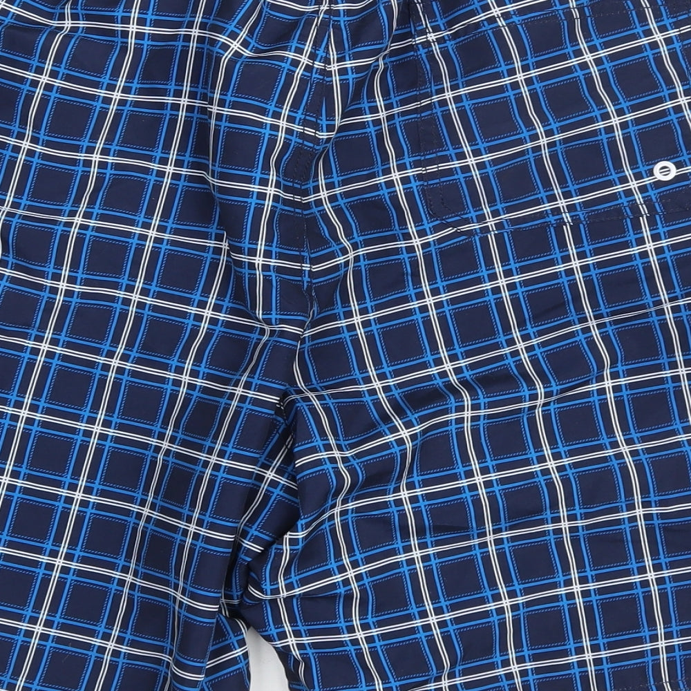 McKenzie Mens Blue Plaid Polyester Sweat Shorts Size XL L8 in Athletic Drawstring - Swim Shorts