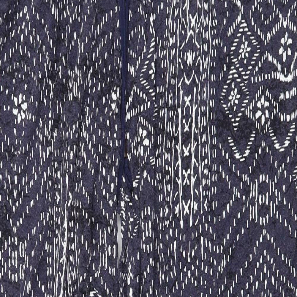 F&F Womens Blue Fair Isle Viscose Capri Lounge Pants Size 10 Drawstring