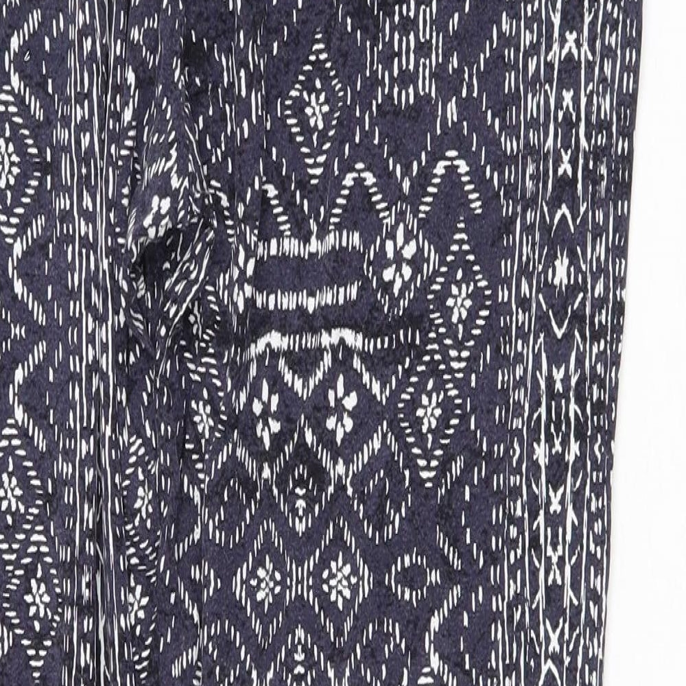 F&F Womens Blue Fair Isle Viscose Capri Lounge Pants Size 10 Drawstring